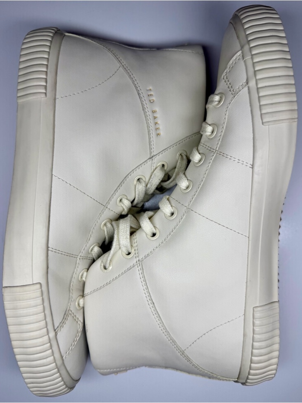 Ted Baker Kimyil White Leather High‑Top Sneakers – EU 41‎ / W 10.5 / M 8